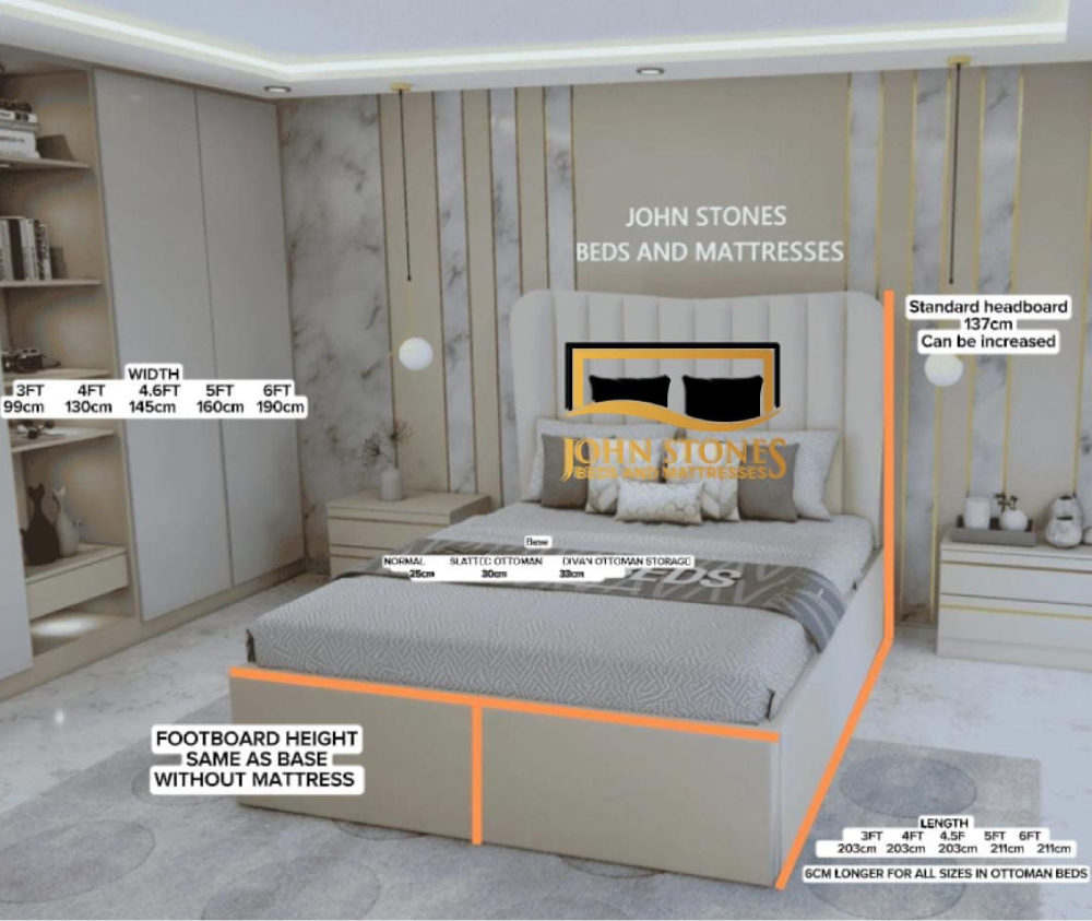 Oxford Wing Bed Main Dimension