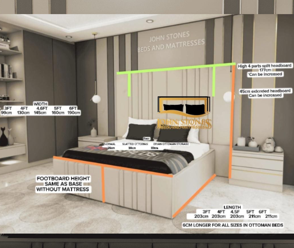 Siara Wide Panel Bed Main Dimension