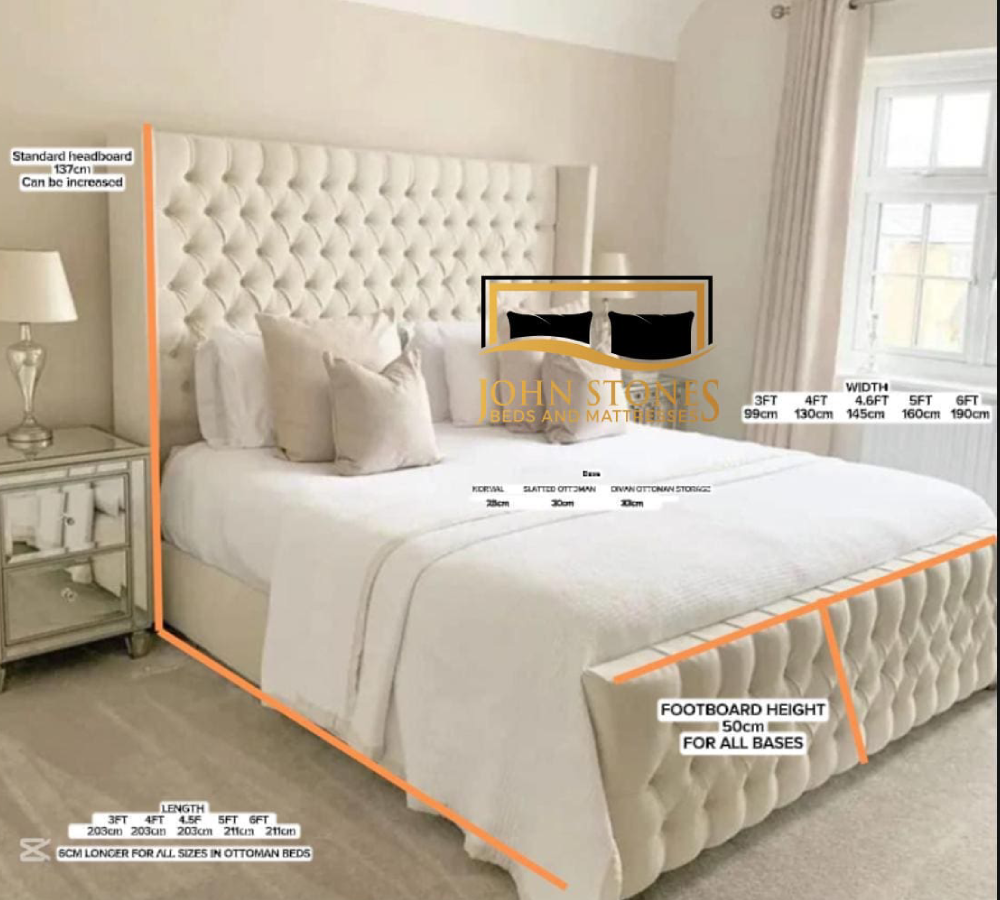 The New Chesterfield Wing Bed Main Dimension