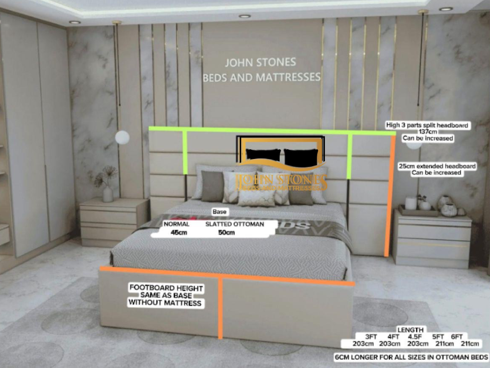 Venice Wide Panel Bed Main Dimension